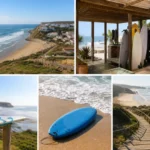 Surfer op een Portugese kust