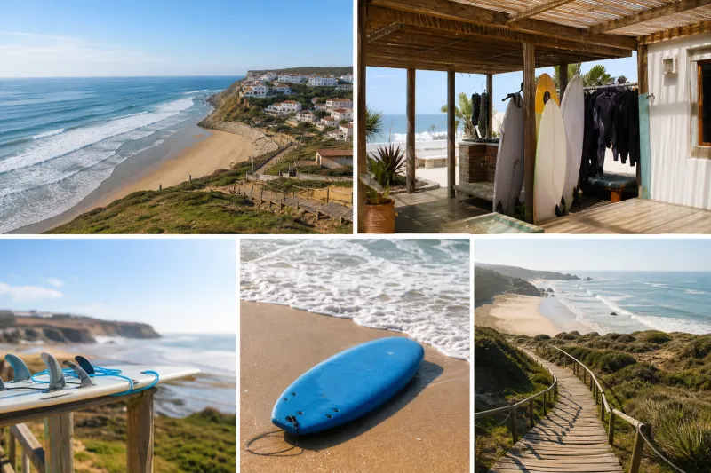 Surfer op een Portugese kust